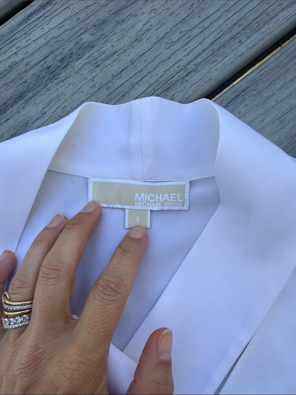 Michael Kors White Sleeveless Silk Tie-Neck Camisole